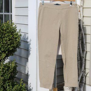 Zara Basic Tan Cuffed Stretch Cotton Side Zipper Ankle Pants Sz MEDIUM